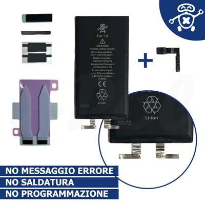 Batteria SOLO CELLE per Apple iPhone 14 NEW TECHNOLOGY by e-Pol + flex tag-on ®